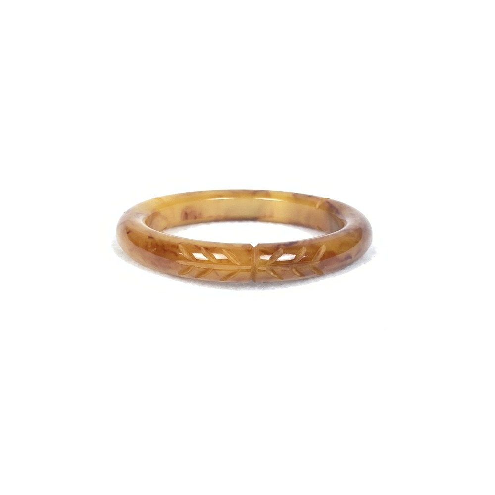 Vintage Carved Bakelite Bangle Bracelet with Pattern